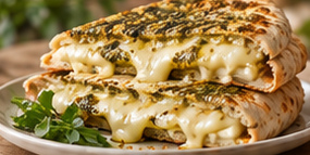 Cheese & Zaatar Melt & Coffee — Illustrative image
