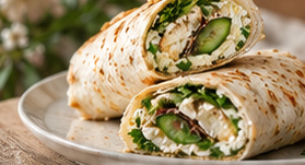 Labneh & Zaatar Wrap & Tea — Illustrative image