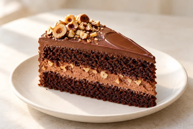Chocolate, Nutella & Hazelnut Cake — Per kg — Illustrative image